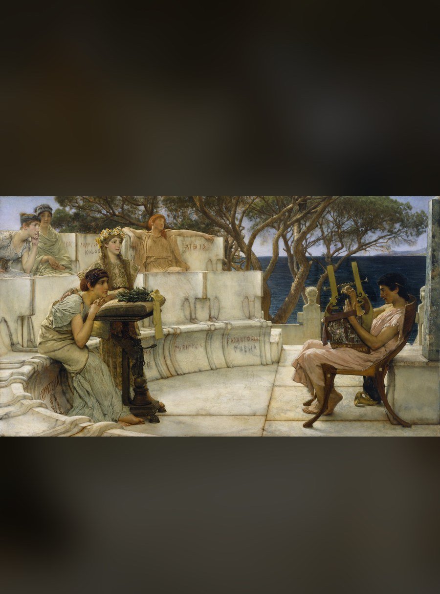 The Learned Banqueters, interlinear Greek to English · Alma-Tadema, Sappho and Alcaeus (1881)