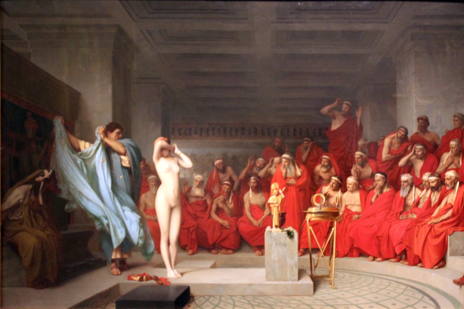 Phryne before the judges, as Gérôme painted the trial in 1861 — Athenaeus, The Learned Banqueters (Deipnosophistae)