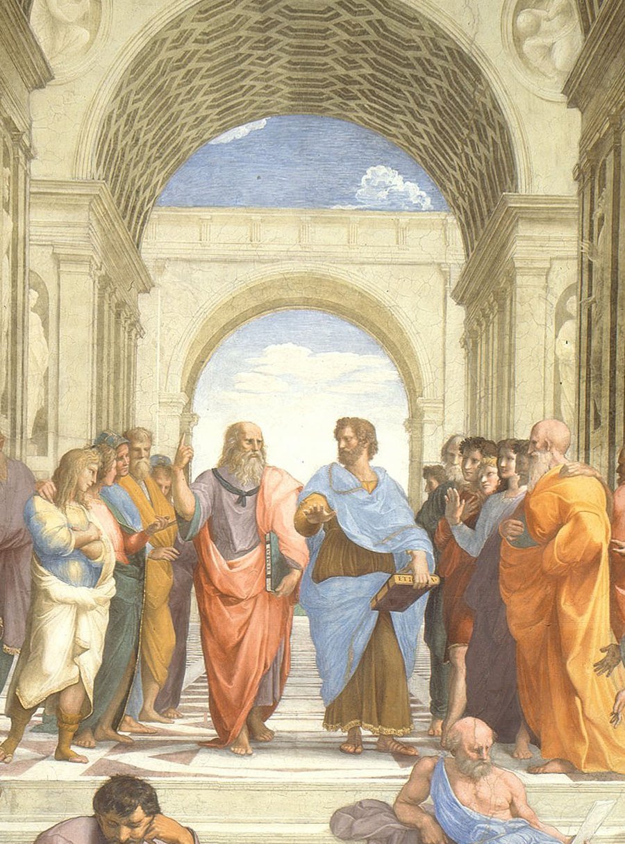 Plato, Timaeus, interlinear Greek to English · Raphael, The School of Athens (1509–1511): Plato carrying the Timaeus